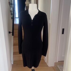 Aritzia Sunday Best Black Long Sleeve Ribbed Knit Dress Size M